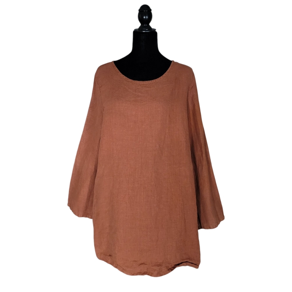 Bryn Walker Linen Tunic Dress In Burnt Orange  M With Pockets
